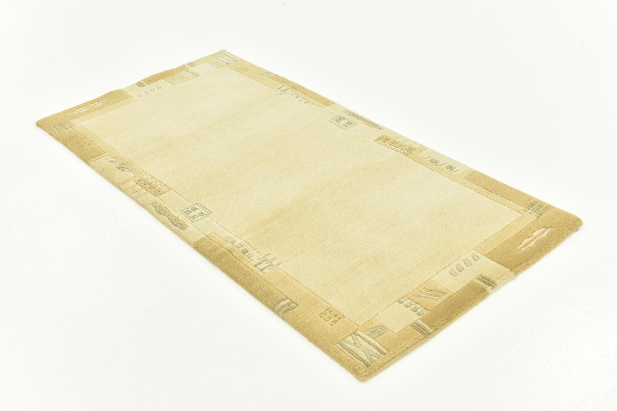 2' 4 x 4' 7 Hand Knotted Nepal Wool Runner Rug