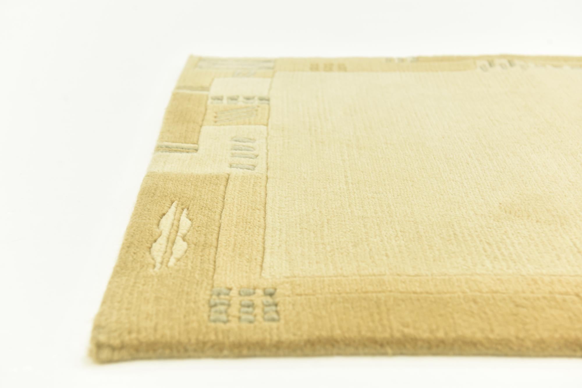 2' 4 x 4' 7 Hand Knotted Nepal Wool Runner Rug