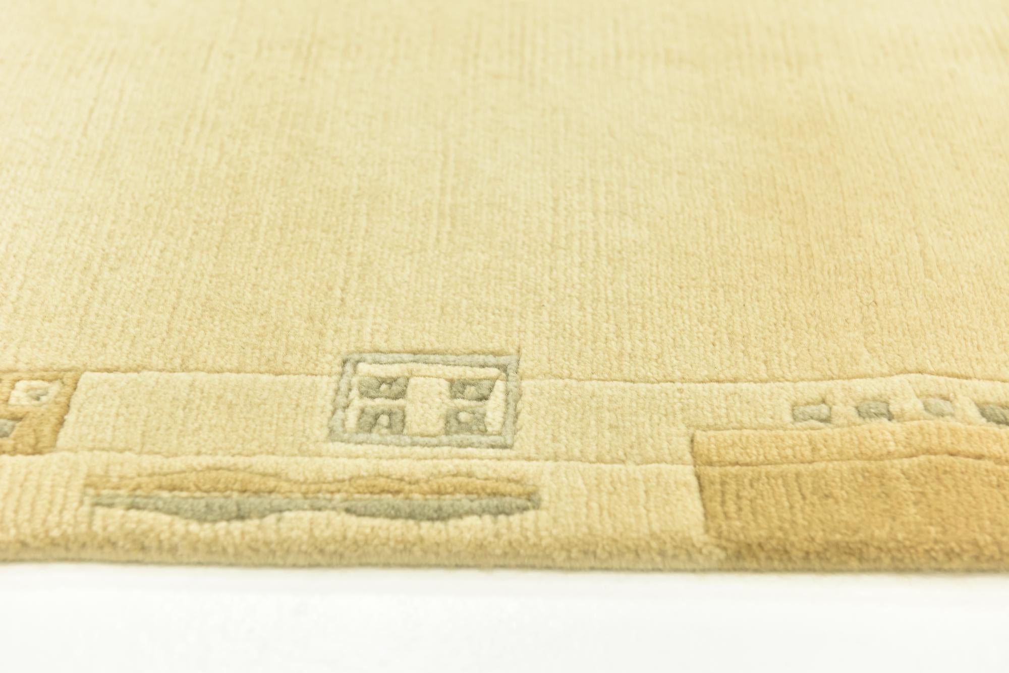 2' 4 x 4' 7 Hand Knotted Nepal Wool Runner Rug