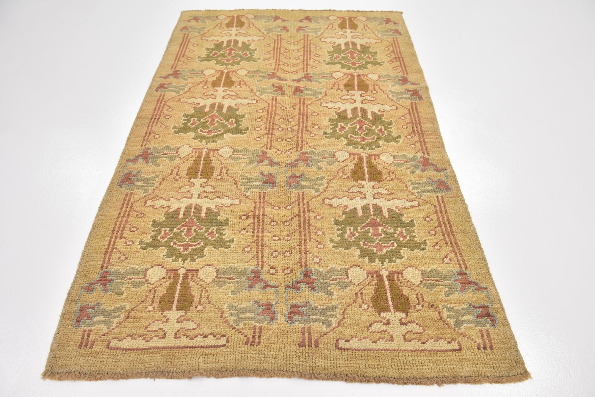 4' 6 x 7' 6 Hand Knotted Oushak Wool Runner Rug