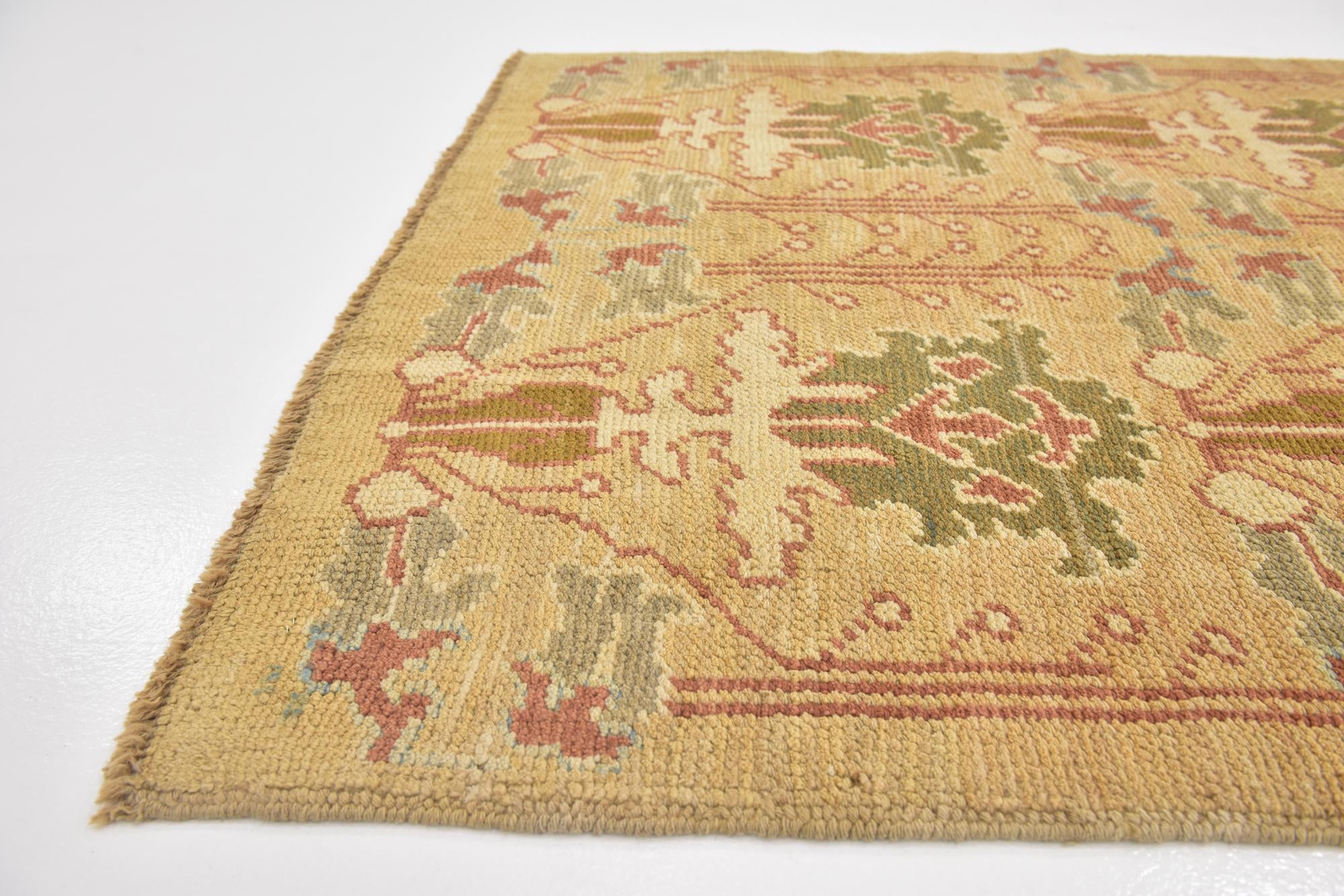 4' 6 x 7' 6 Hand Knotted Oushak Wool Runner Rug