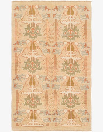 4' 6 x 7' 6 Hand Knotted Oushak Wool Runner Rug