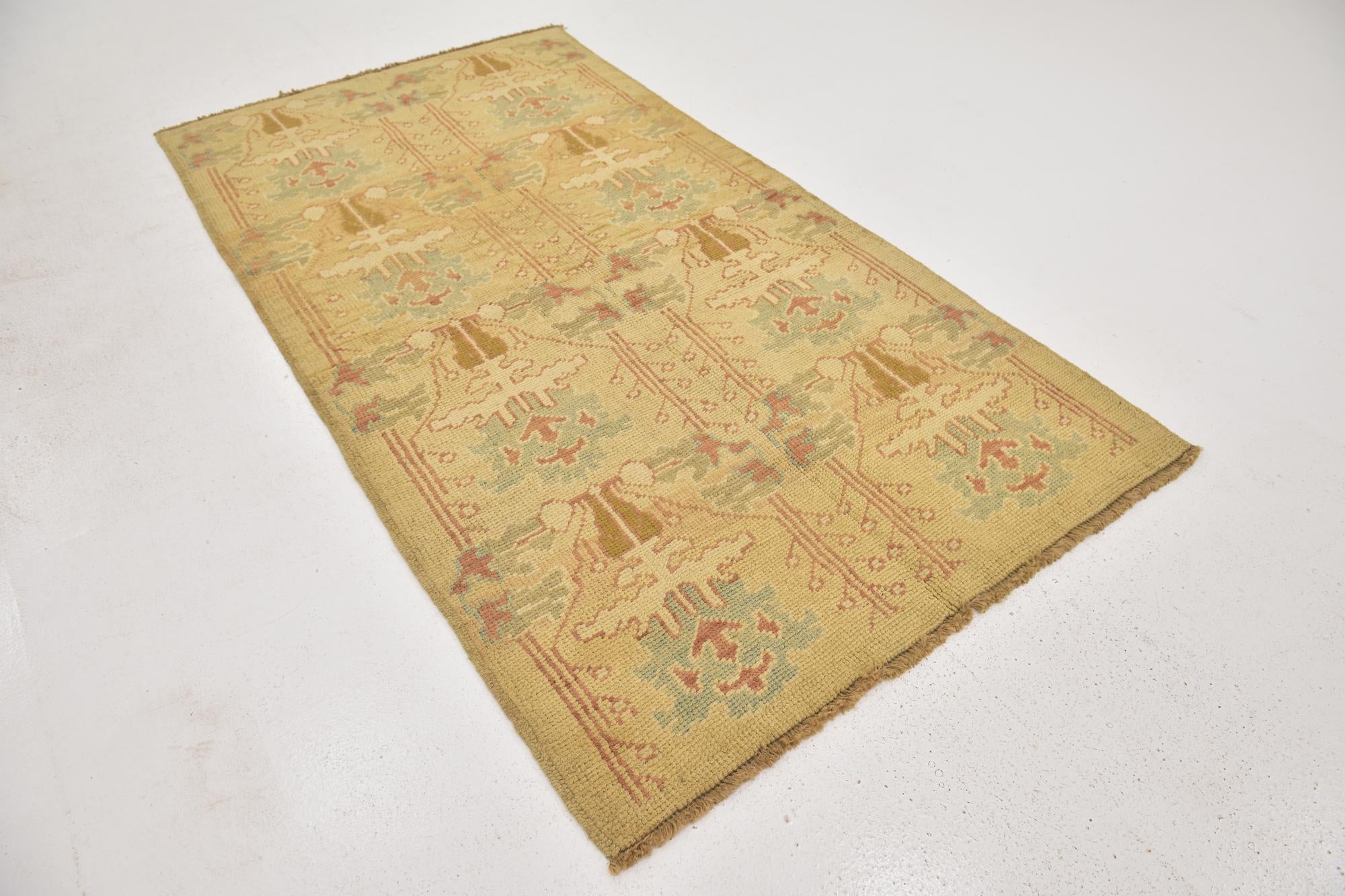 4' 6 x 8' 3 Hand Knotted Oushak Wool Runner Rug