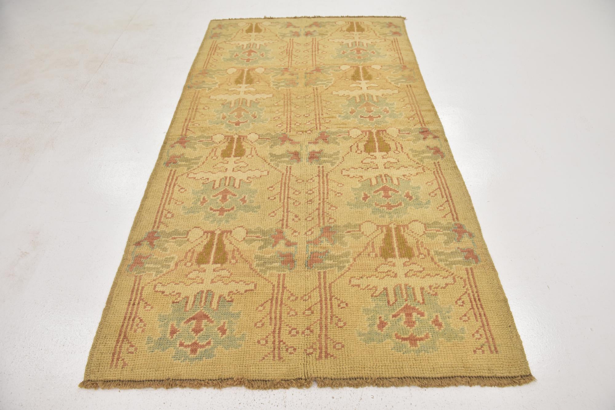 4' 6 x 8' 3 Hand Knotted Oushak Wool Runner Rug