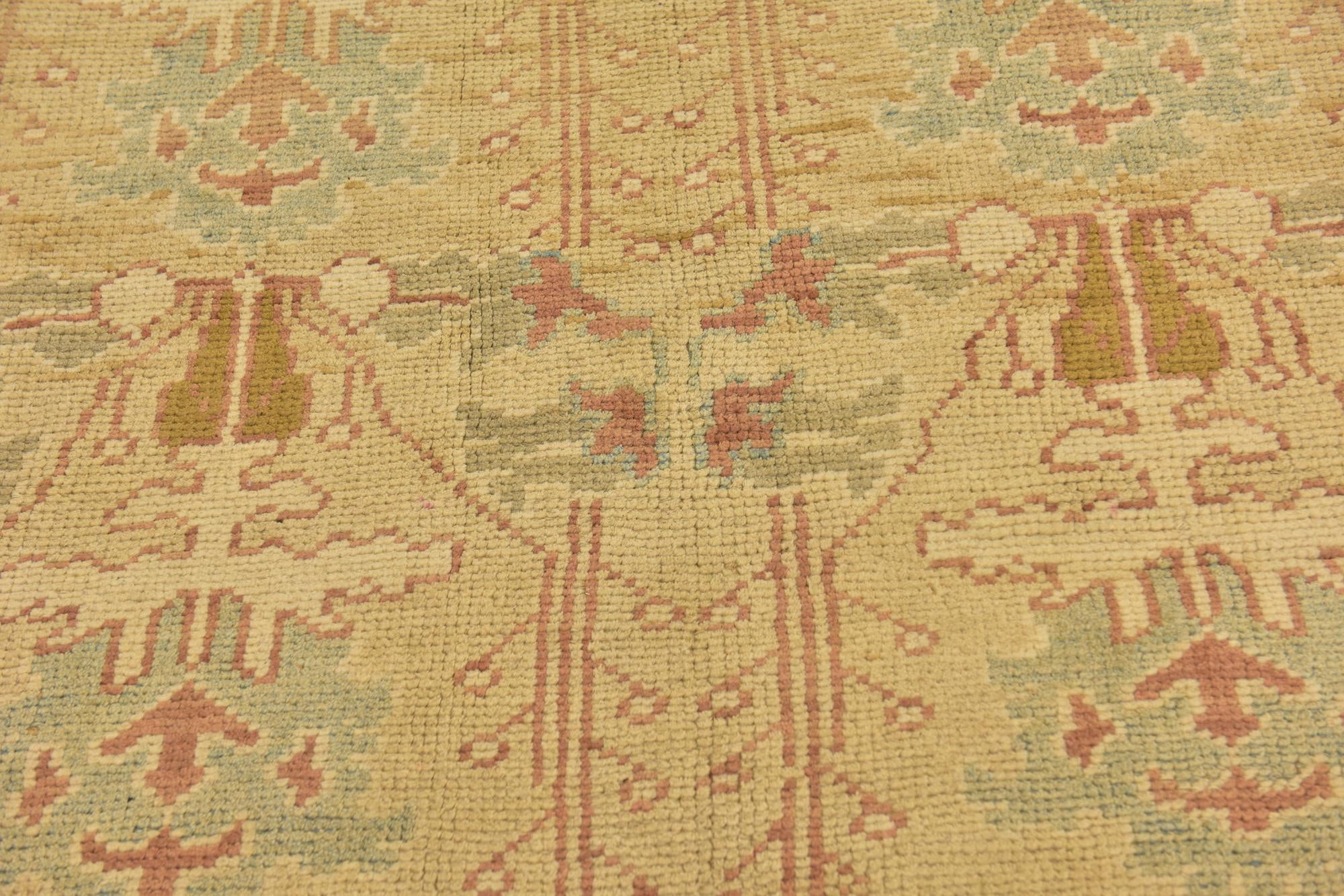 4' 6 x 8' 3 Hand Knotted Oushak Wool Runner Rug