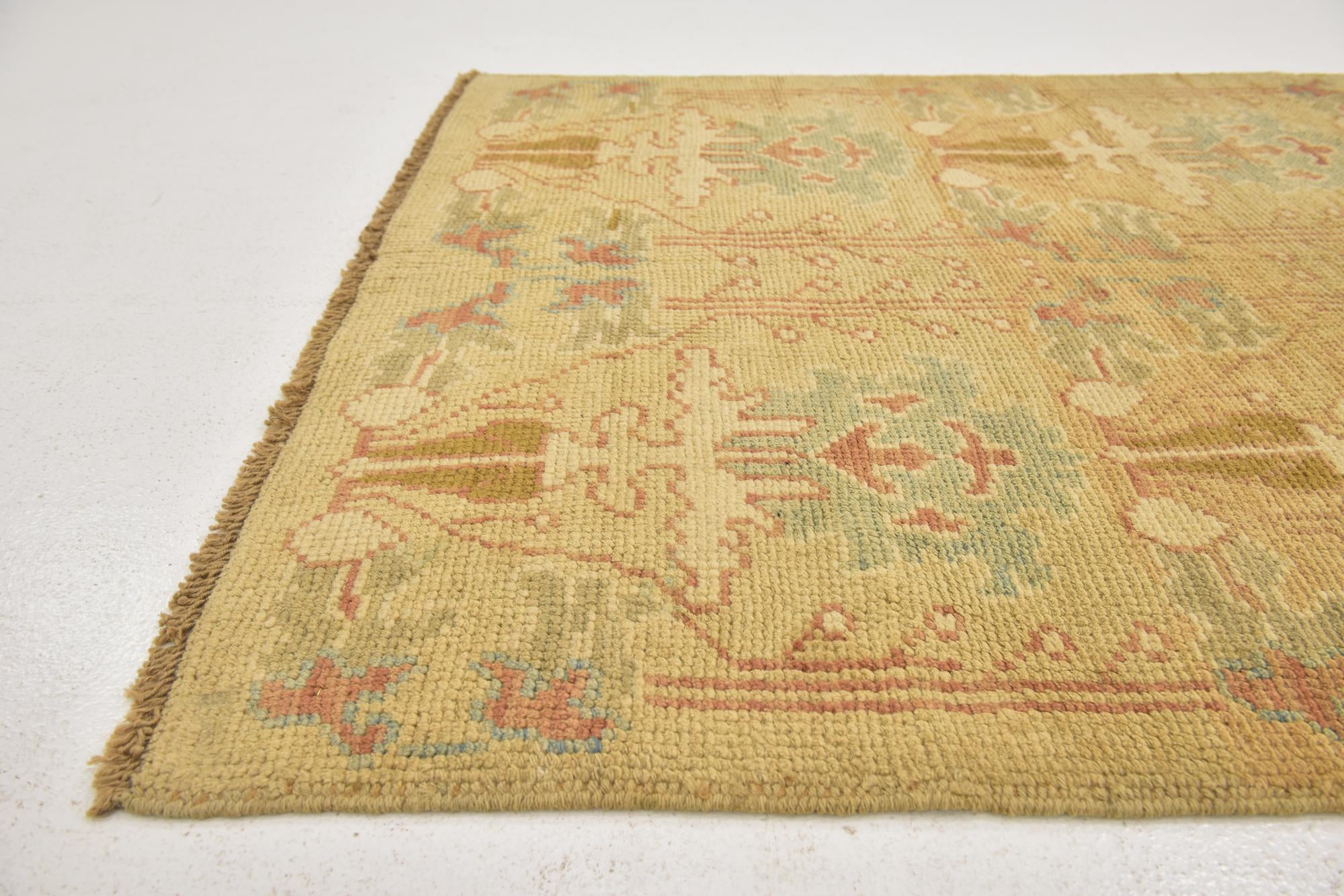 4' 6 x 8' 3 Hand Knotted Oushak Wool Runner Rug