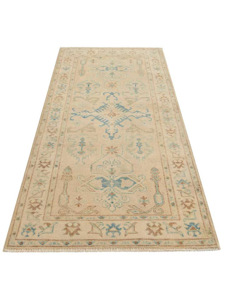 2' 9 x 6' 3 Hand Knotted Oushak Wool Runner Rug