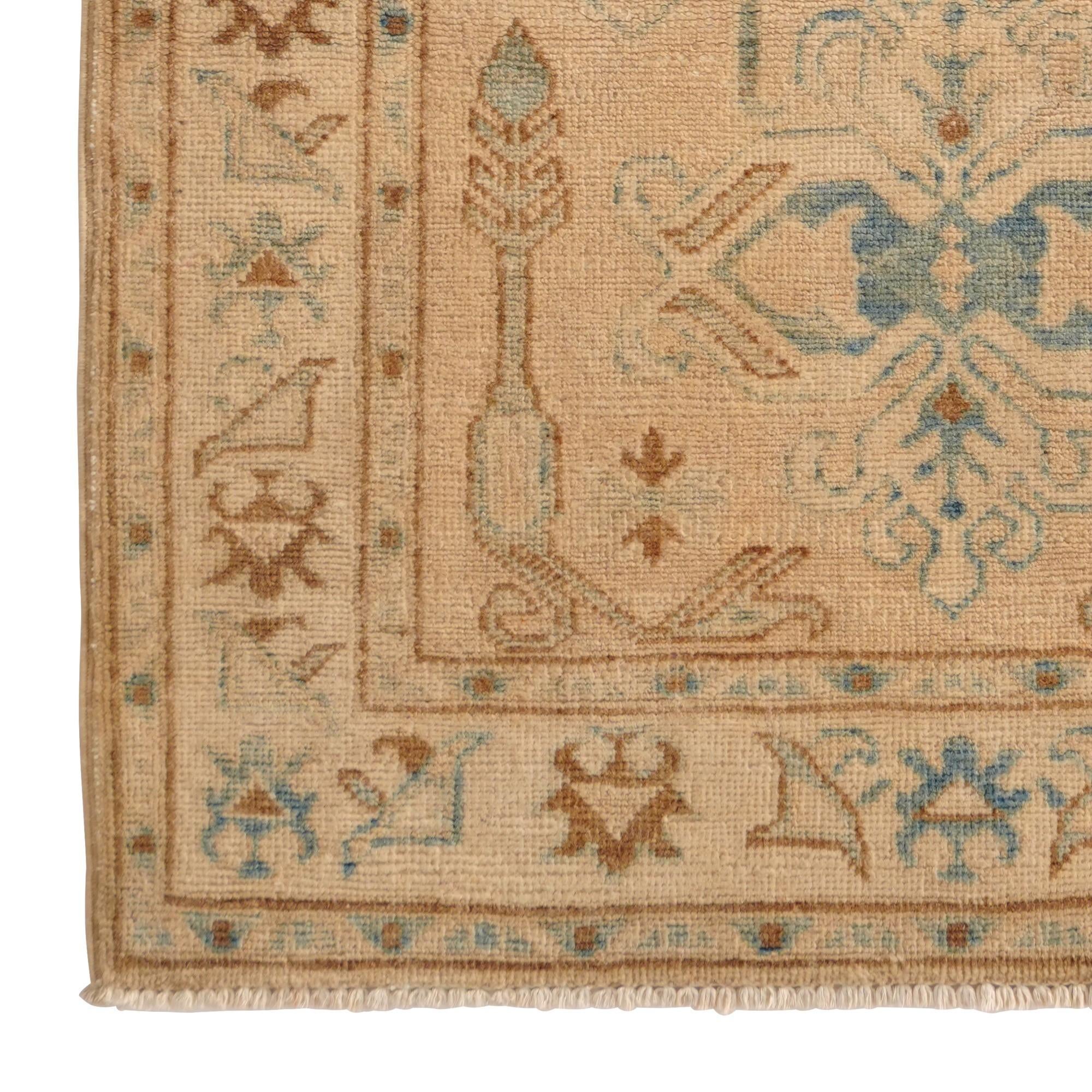 2' 9 x 6' 3 Hand Knotted Oushak Wool Runner Rug