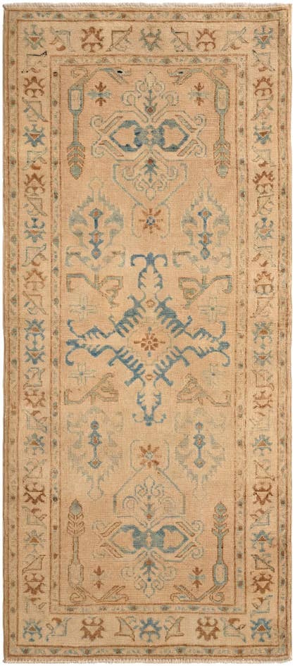 Detail image of 2' 9 x 6' 3 Hand Knotted Oushak Wool Runner Rug