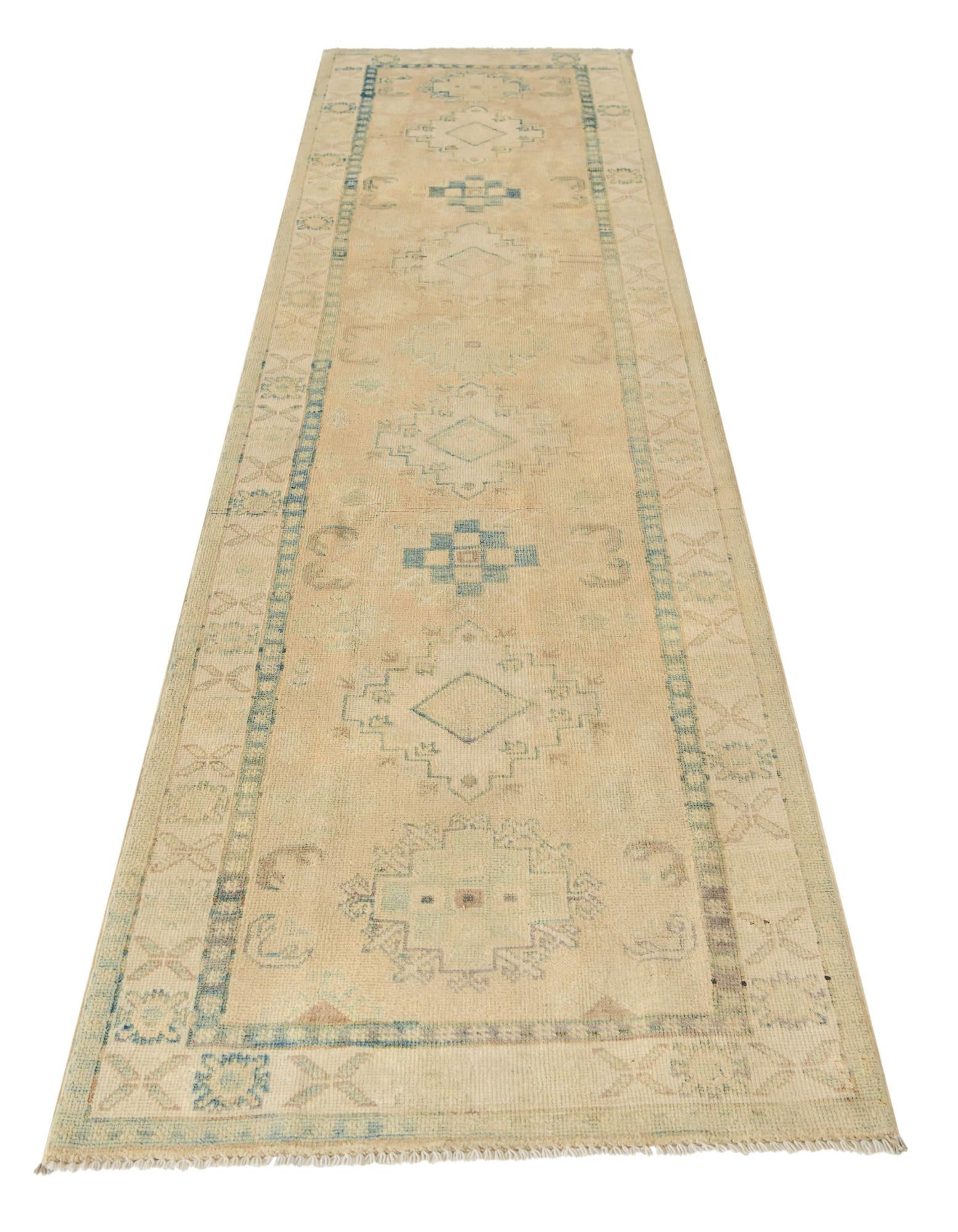 2' 7 x 9' 8 Hand Knotted Oushak Wool Runner Rug