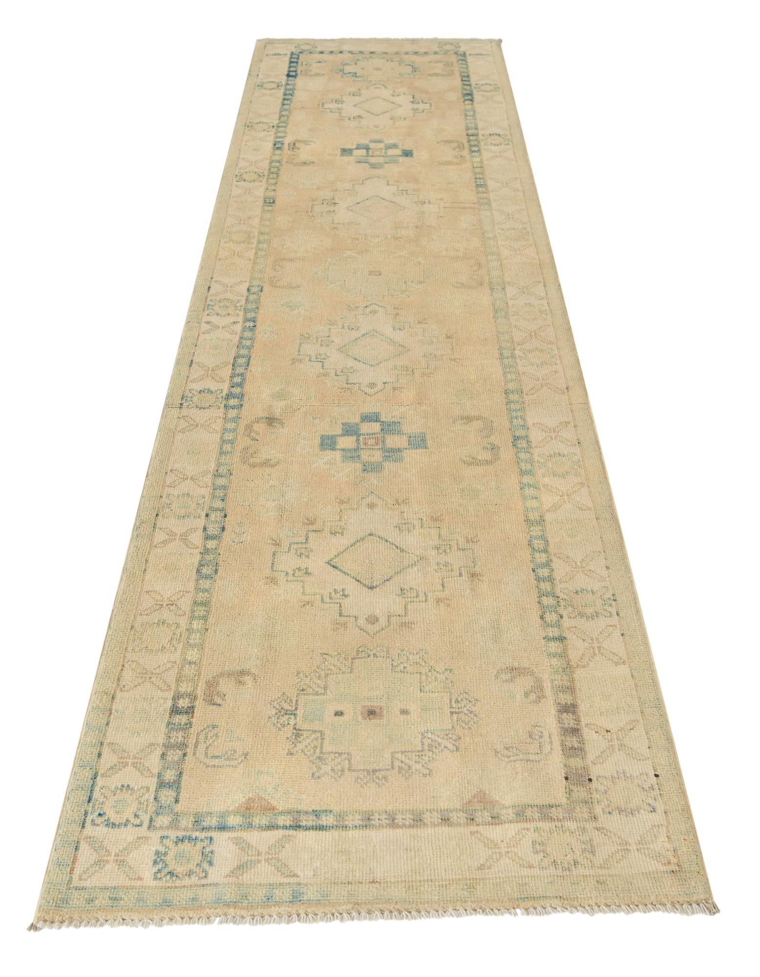 2' 7 x 9' 8 Hand Knotted Oushak Wool Runner Rug