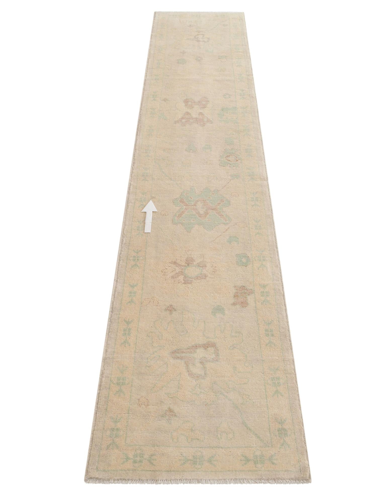 2' 8 x 13' 1 Hand Knotted Oushak Wool Runner Rug