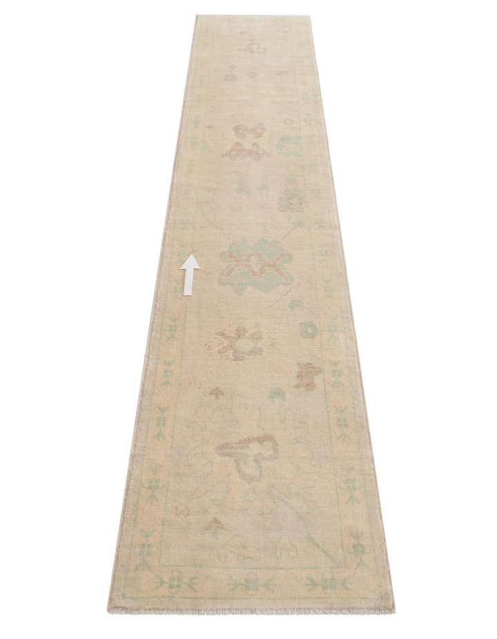 2' 8 x 13' 1 Hand Knotted Oushak Wool Runner Rug