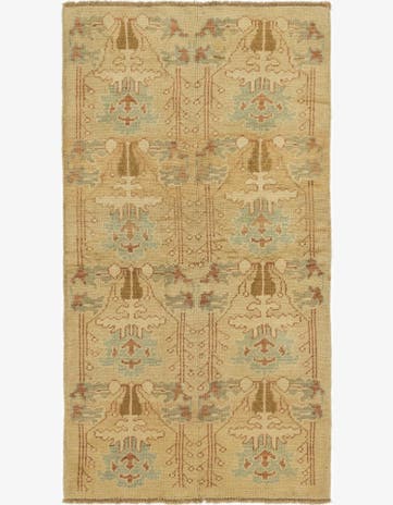 4' 6 x 8' 3 Hand Knotted Oushak Wool Runner Rug