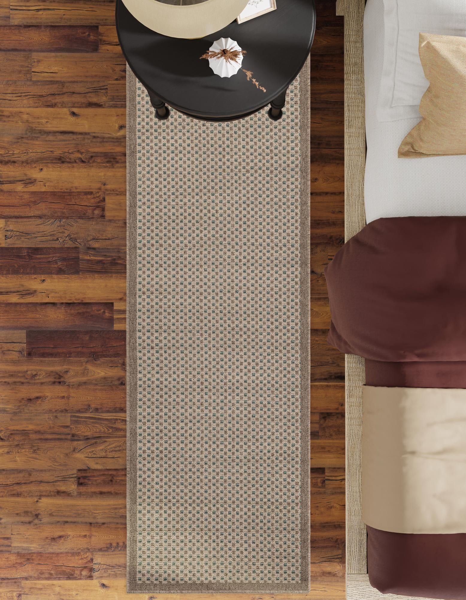 2' 7 x 12' Easy-Clean Border Indoor / Outdoor Runner Rug