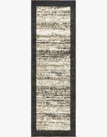 Beige Easy-Clean Border Indoor / Outdoor Runner Rug
