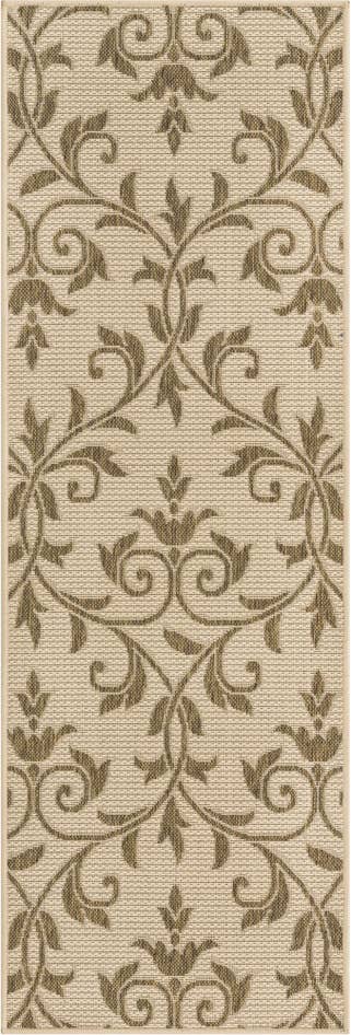 Detail image of 2' 2 x 6' Easy-Clean Botanical Indoor / Outdoor Runner Rug