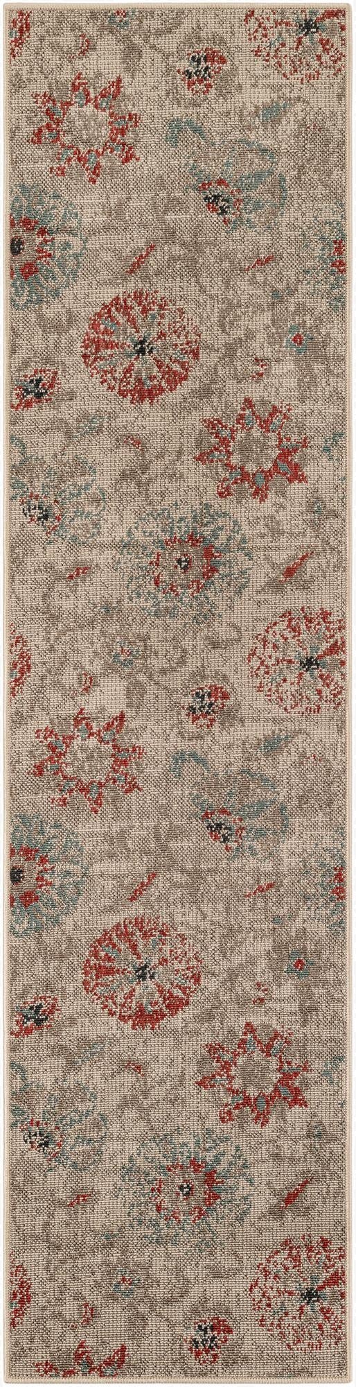 Primary image 2' x 8'  Washable Botanical Indoor / Outdoor Runner Rug