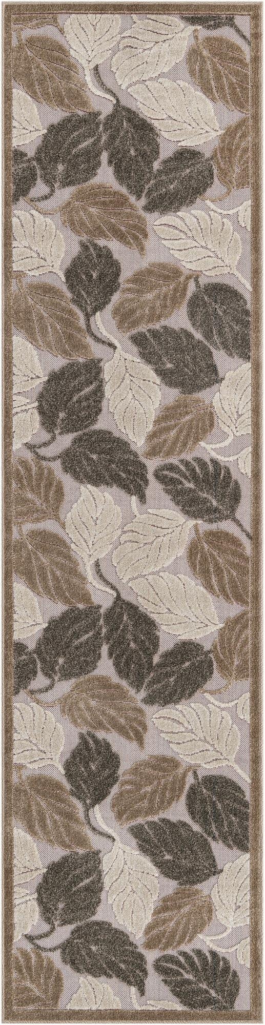 Primary image 2' 7 x 10'  Washable Botanical Indoor / Outdoor Runner Rug