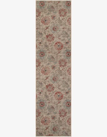 Beige Easy-Clean Botanical Indoor / Outdoor Runner Rug