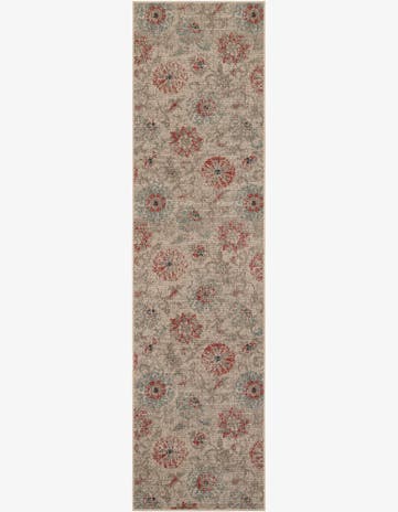 Beige Easy-Clean Botanical Indoor / Outdoor Runner Rug