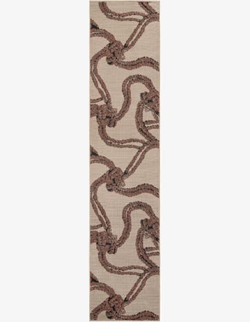 Beige Easy-Clean Coastal Indoor / Outdoor Runner Rug