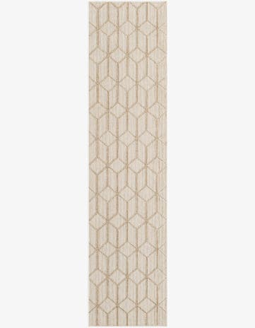 Beige Easy-Clean Lattice Indoor / Outdoor Runner Rug