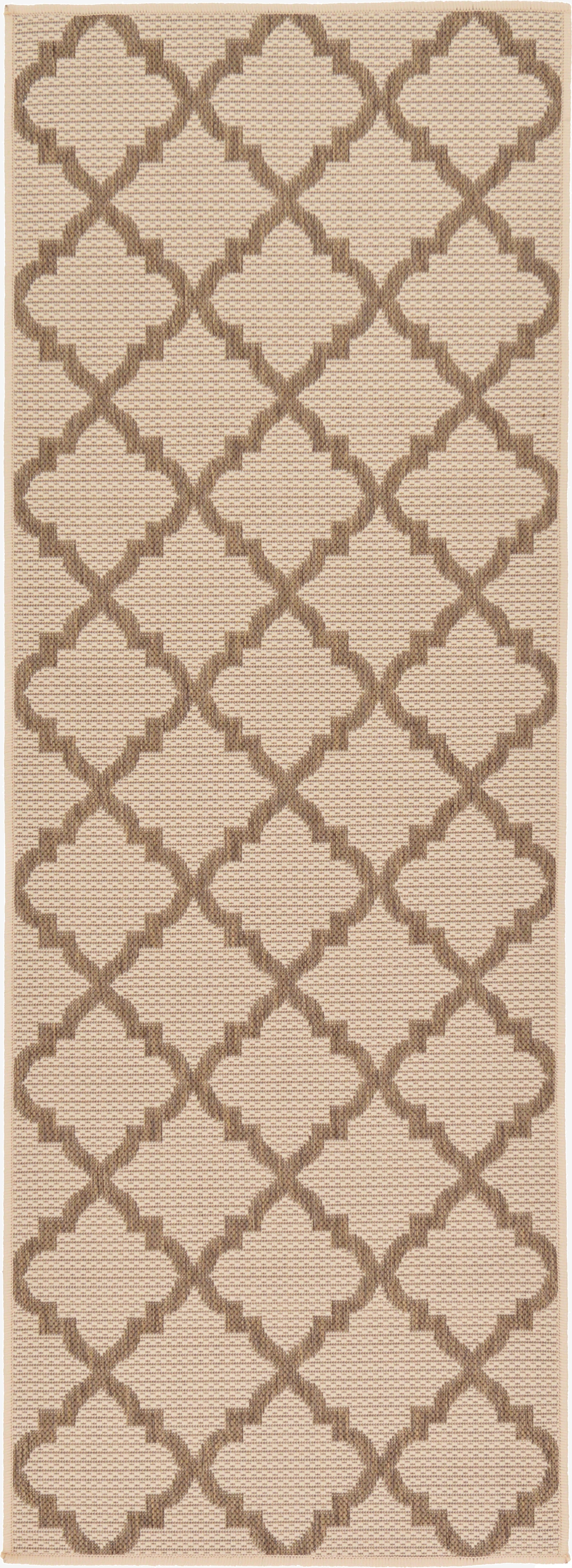 2' 2 x 6' Washable Lattice Indoor / Outdoor Runner Rug