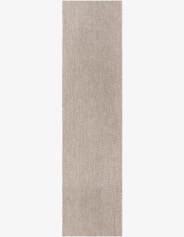 Beige Easy-Clean Solid Indoor / Outdoor Runner Rug