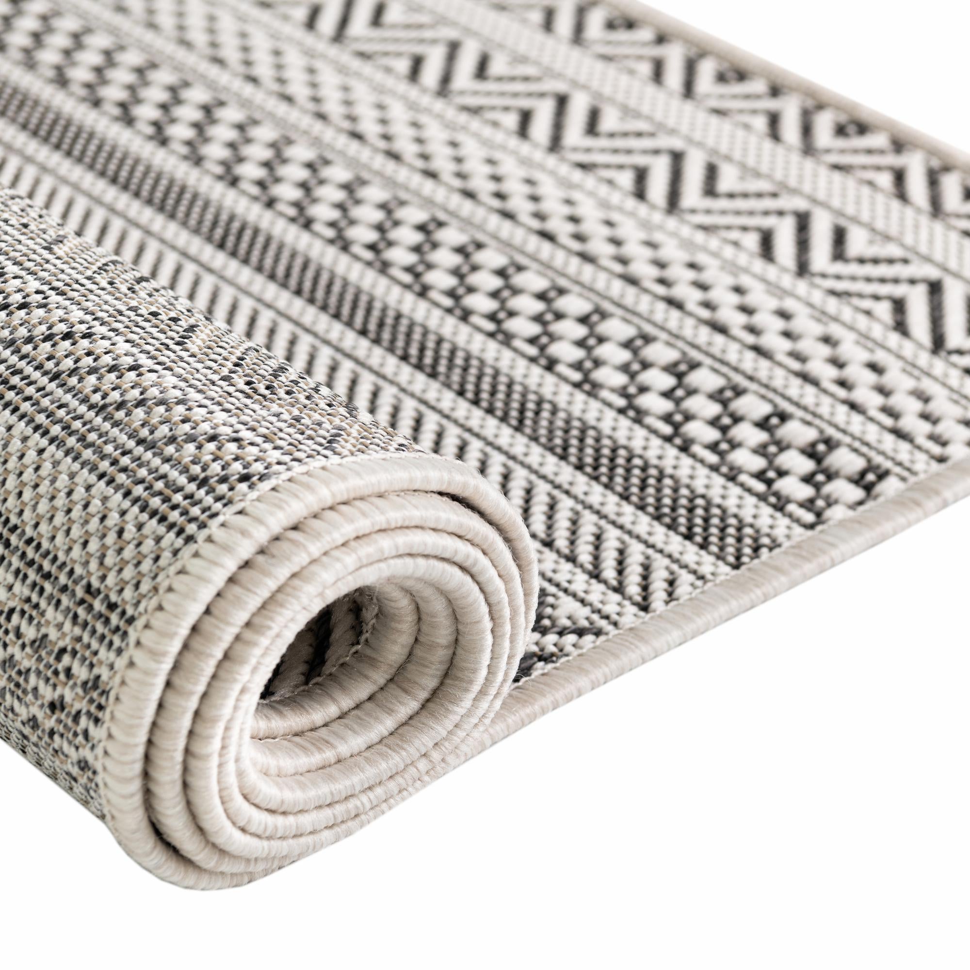 2' 7 x 12' Easy-Clean Striped Indoor / Outdoor Runner Rug