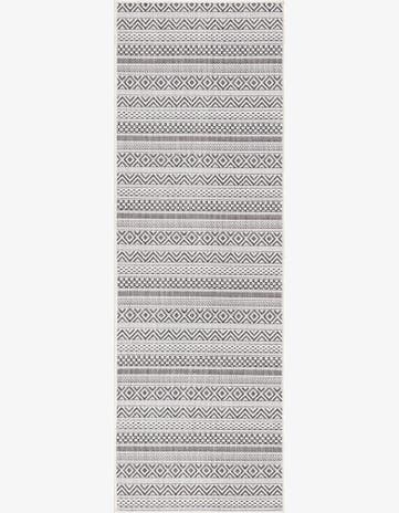 Beige Easy-Clean Striped Indoor / Outdoor Runner Rug