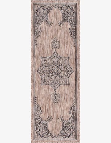 Beige Easy-Clean Traditional Indoor / Outdoor Runner Rug
