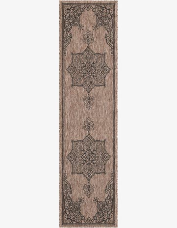 Beige Easy-Clean Traditional Indoor / Outdoor Runner Rug