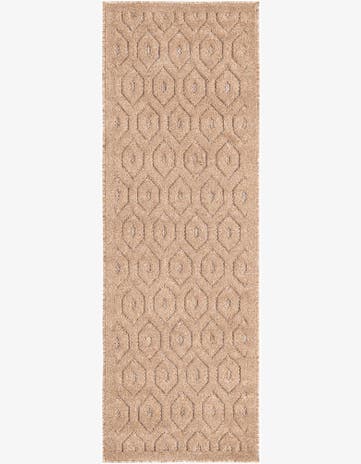 Beige Easy-Clean Trellis Textured Indoor / Outdoor Runner Rug