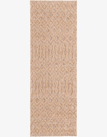 Beige Easy-Clean Trellis Textured Indoor / Outdoor Runner Rug