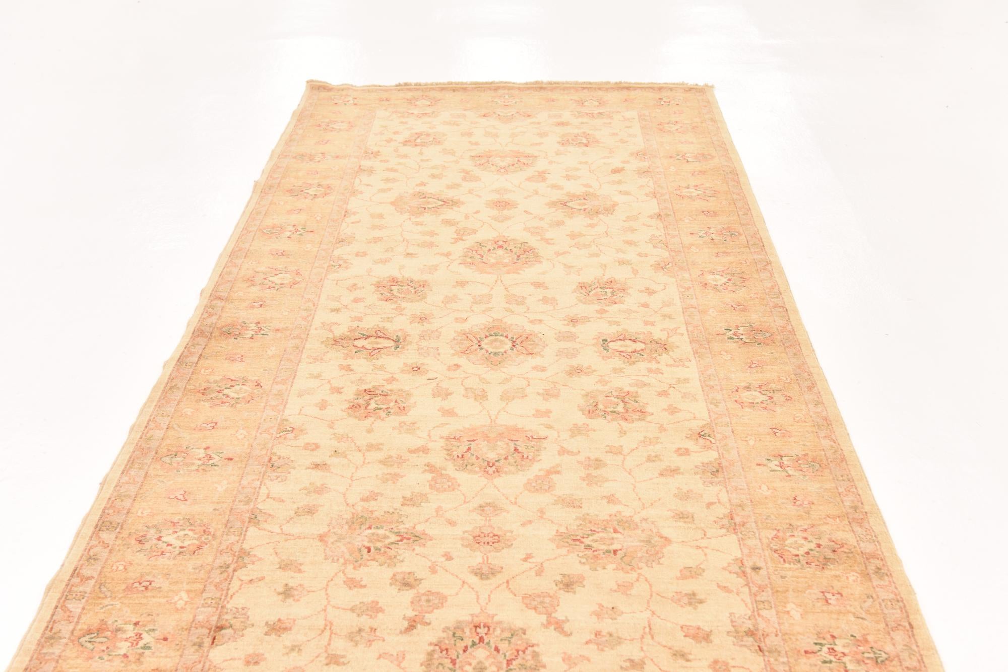 4' 5 x 16' Hand Knotted Peshawar Ziegler Runner Rug