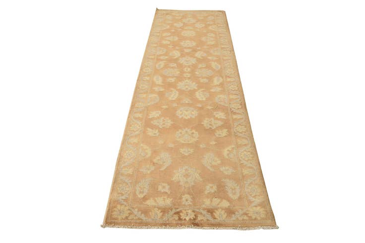Detailfoto van 80cm x 305cm Handgeknoopt Peshawar Ziegler Loper Vloerkleed