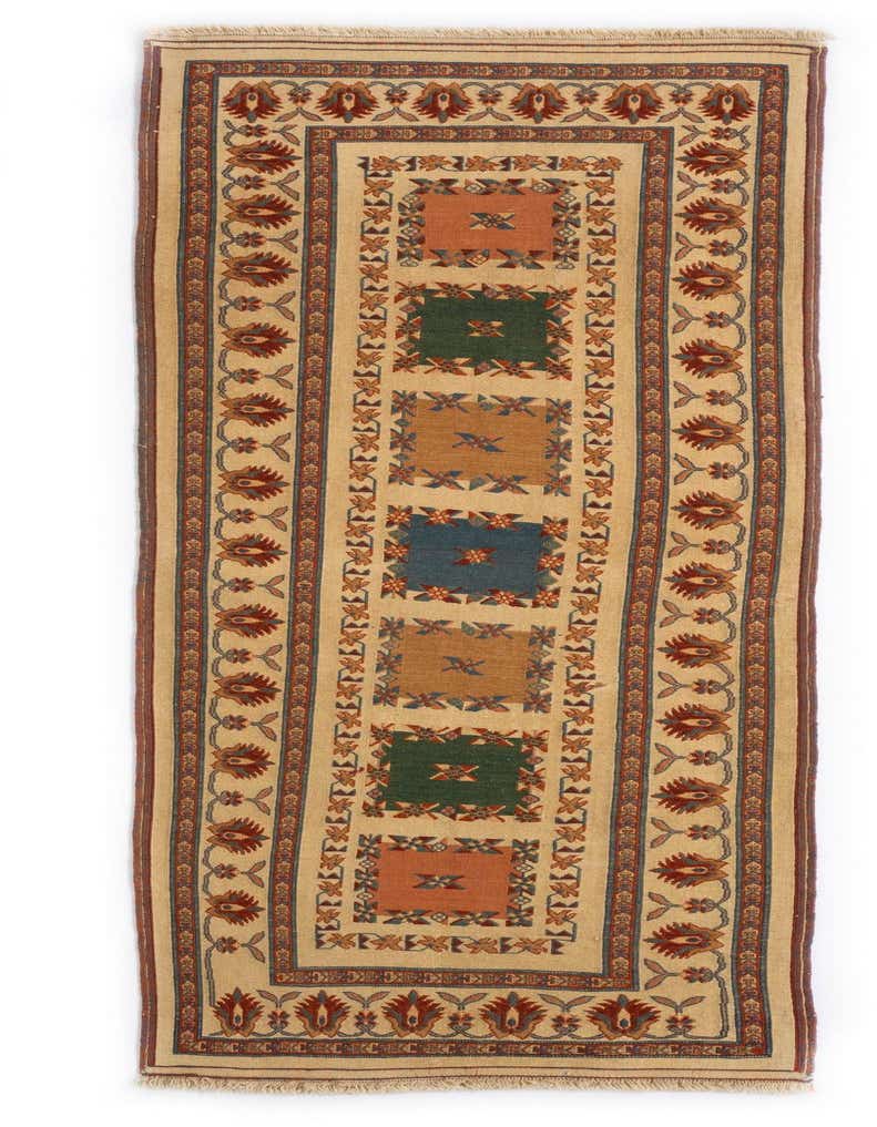 2' 7 x 7' 10 Sumak Kilim Wool Runner Rug