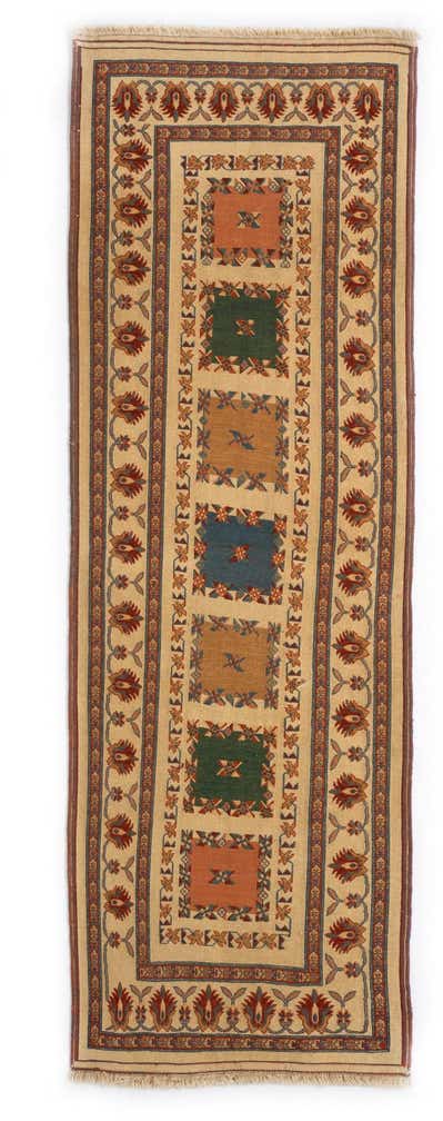 2' 7 x 7' 10 Sumak Kilim Wool Runner Rug