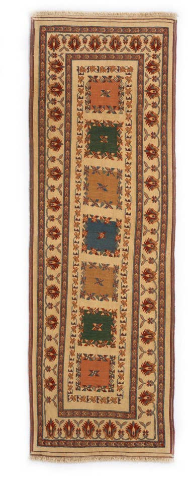 Detail image of 2' 7 x 7' 10 Sumak Kilim Wool Runner Rug