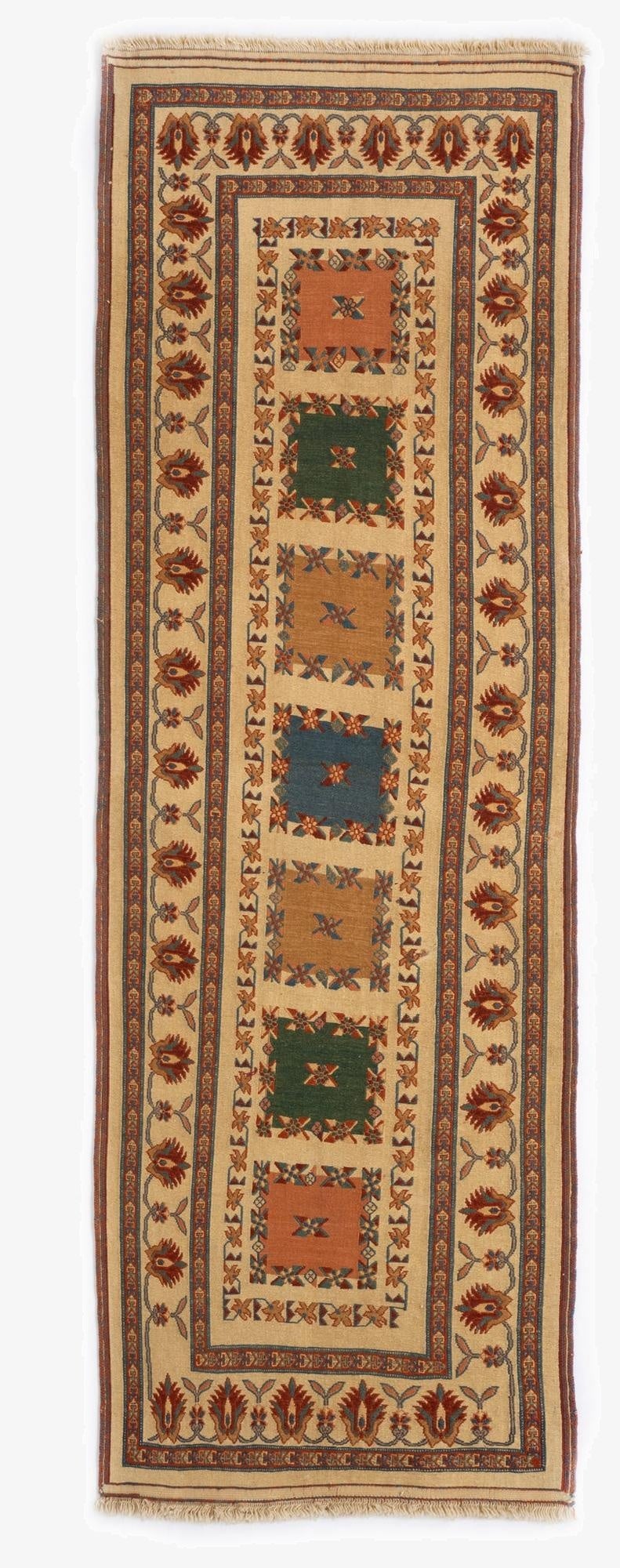 2' 7 x 7' 10 Sumak Kilim Wool Runner Rug