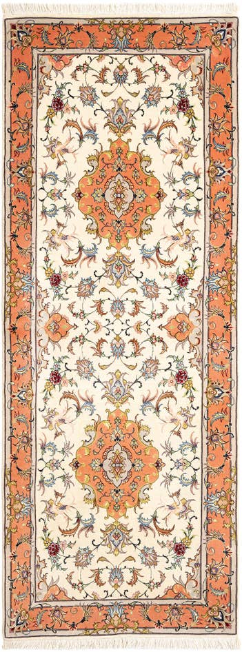 Detailfoto van 90cm x 235cm Tabriz Loper Vloerkleed