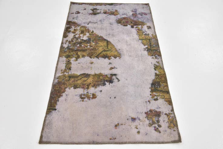 Detail image of 2' 6 x 4' 7 Hand Knotted Ultra Vintage Persian Wool Runner Rug