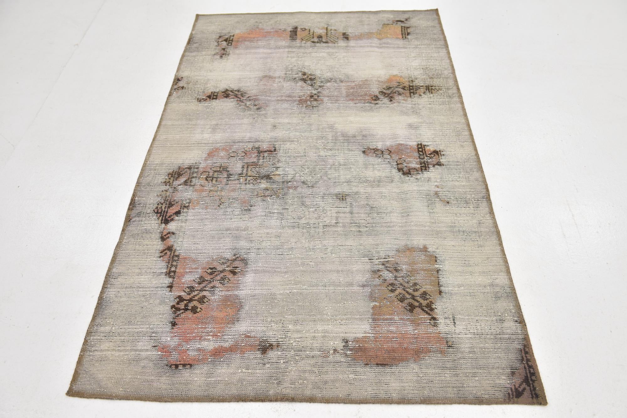 3' 8 x 6' 4 Hand Knotted Ultra Vintage Persian Wool Runner Rug