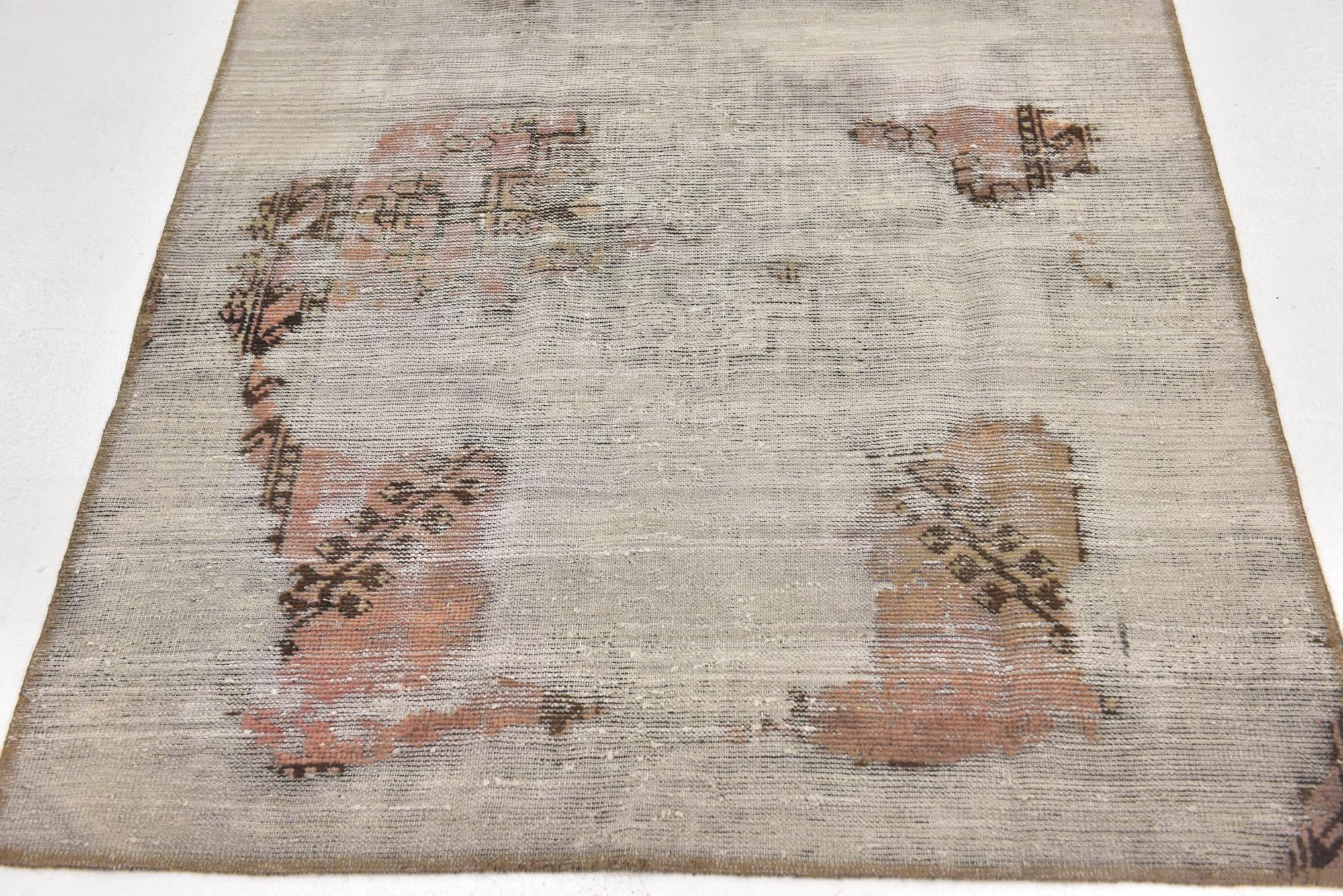 3' 8 x 6' 4 Hand Knotted Ultra Vintage Persian Wool Runner Rug