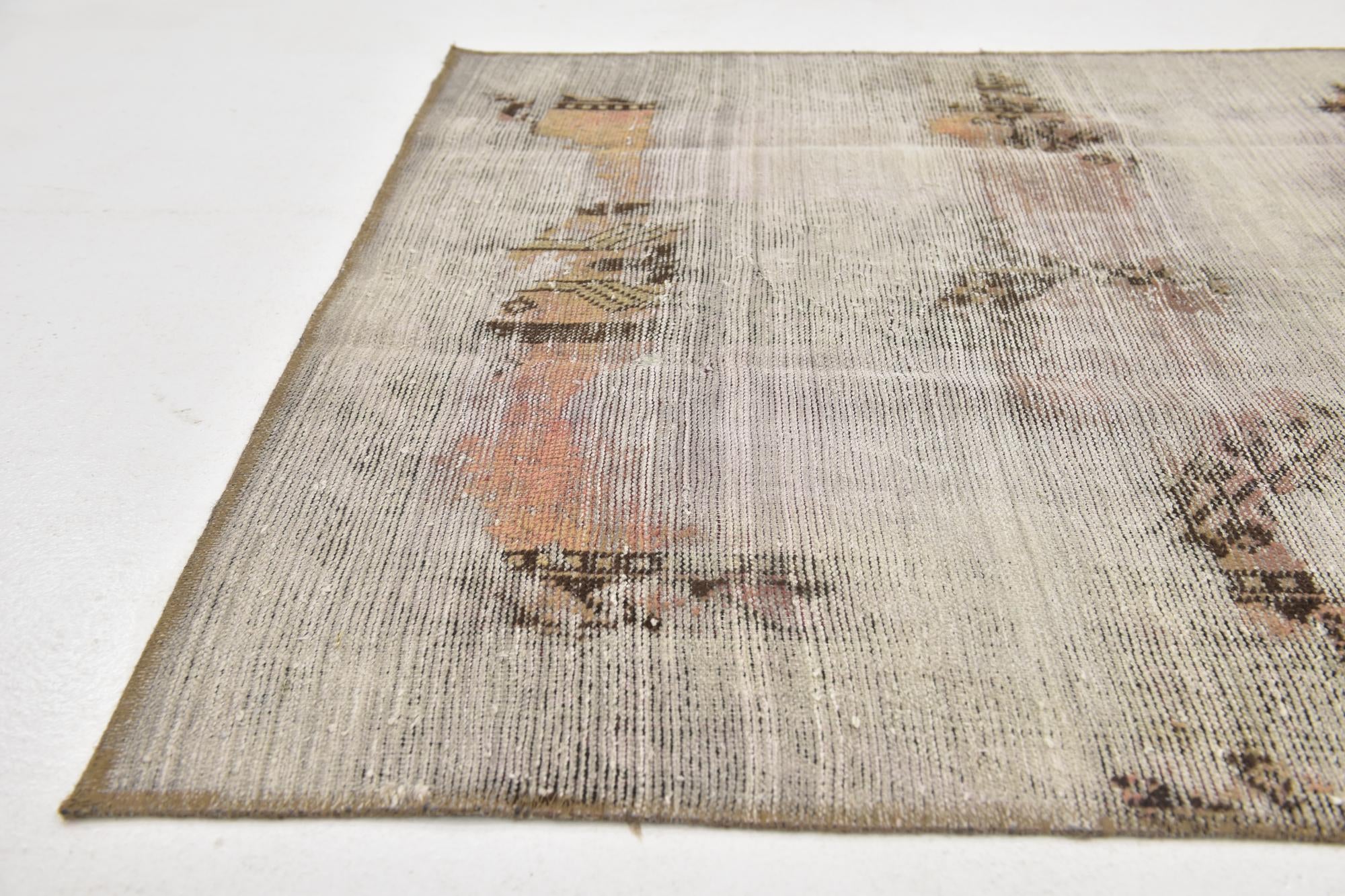 3' 8 x 6' 4 Hand Knotted Ultra Vintage Persian Wool Runner Rug