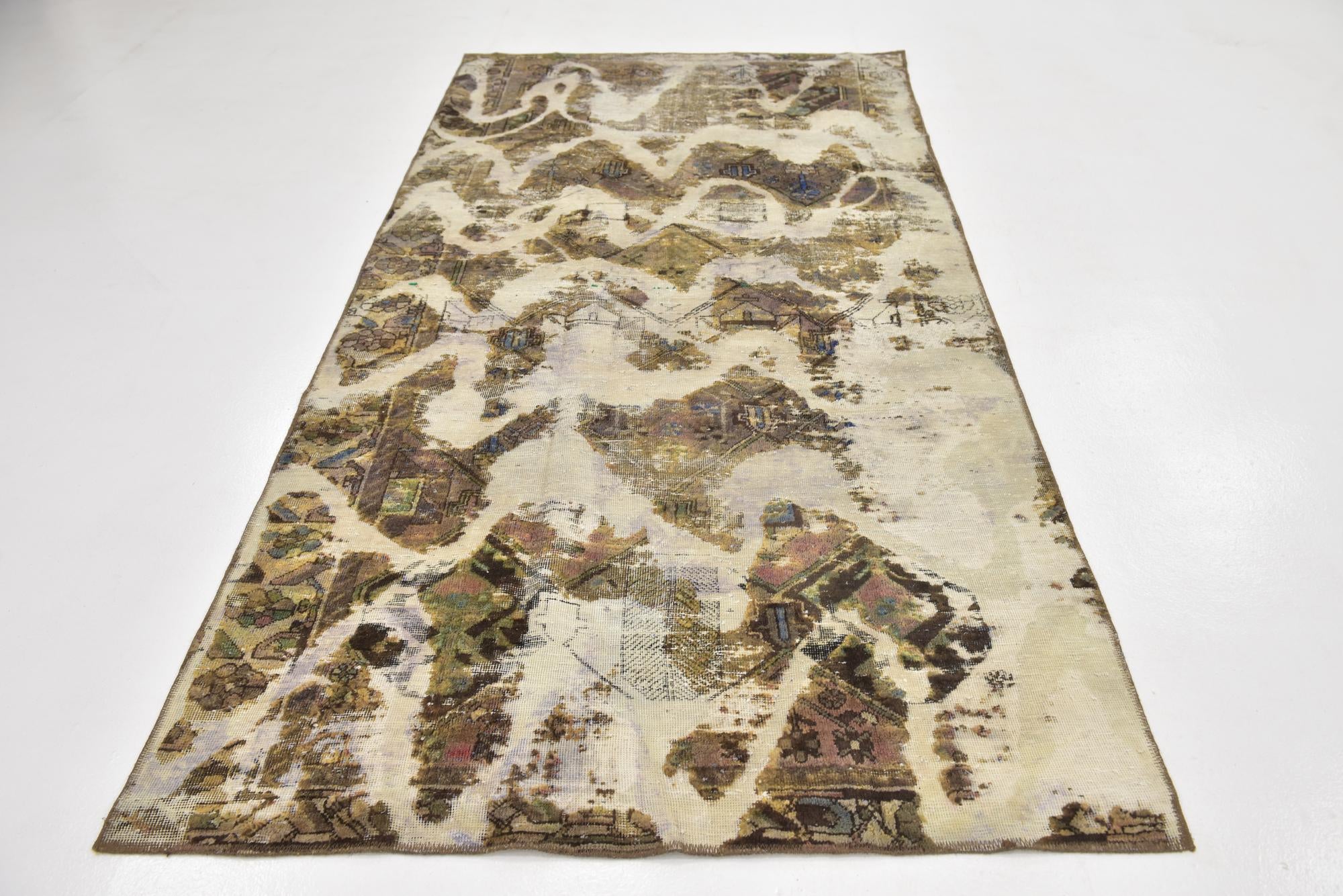 4' 8 x 9' 5 Hand Knotted Ultra Vintage Persian Wool Runner Rug