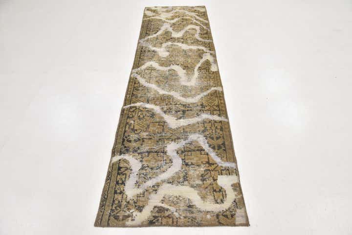 2' 5 x 9' 3 Hand Knotted Ultra Vintage Persian Wool Runner Rug