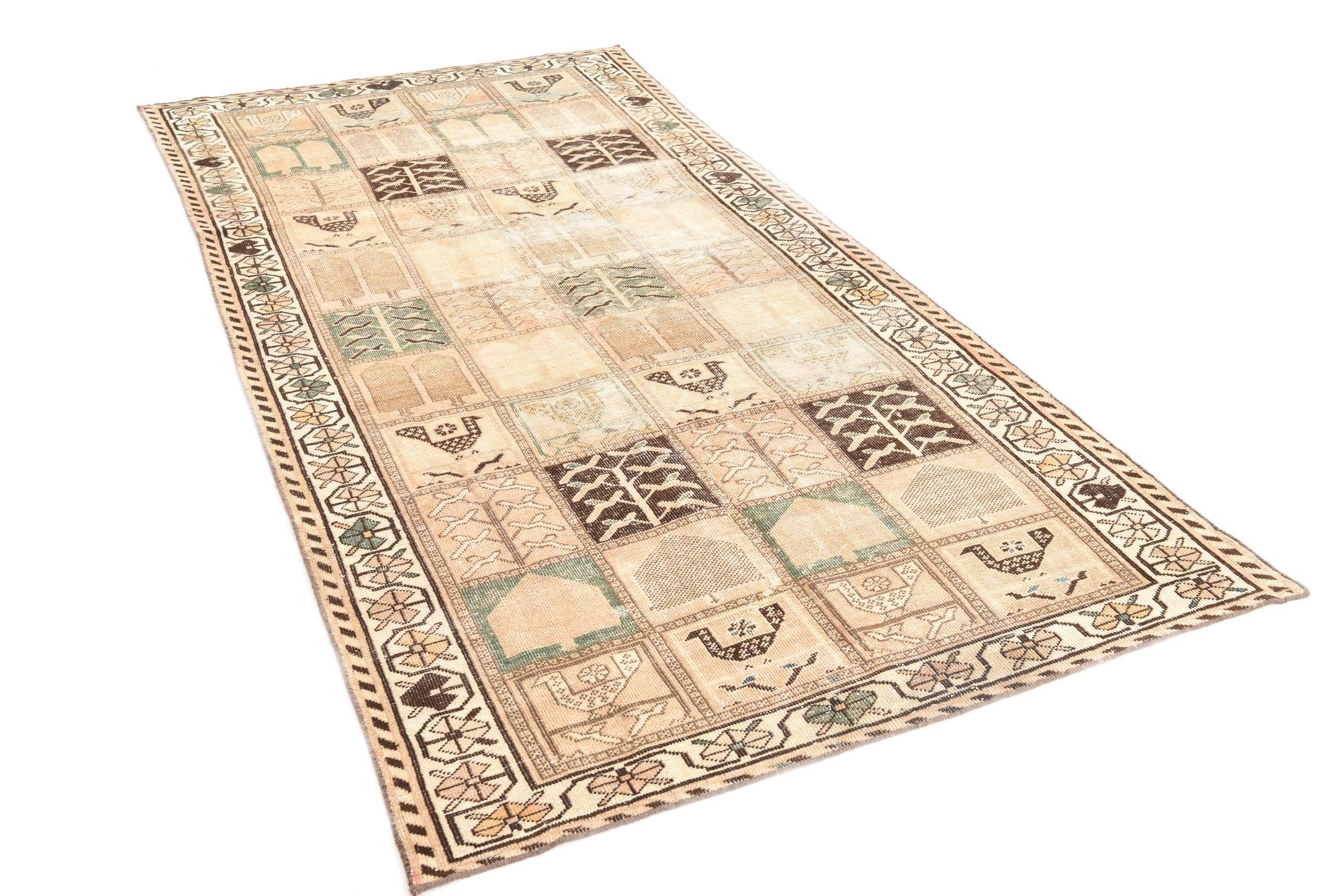 4' 7 x 9' 5 Hand Knotted Ultra Vintage Persian Wool Runner Rug