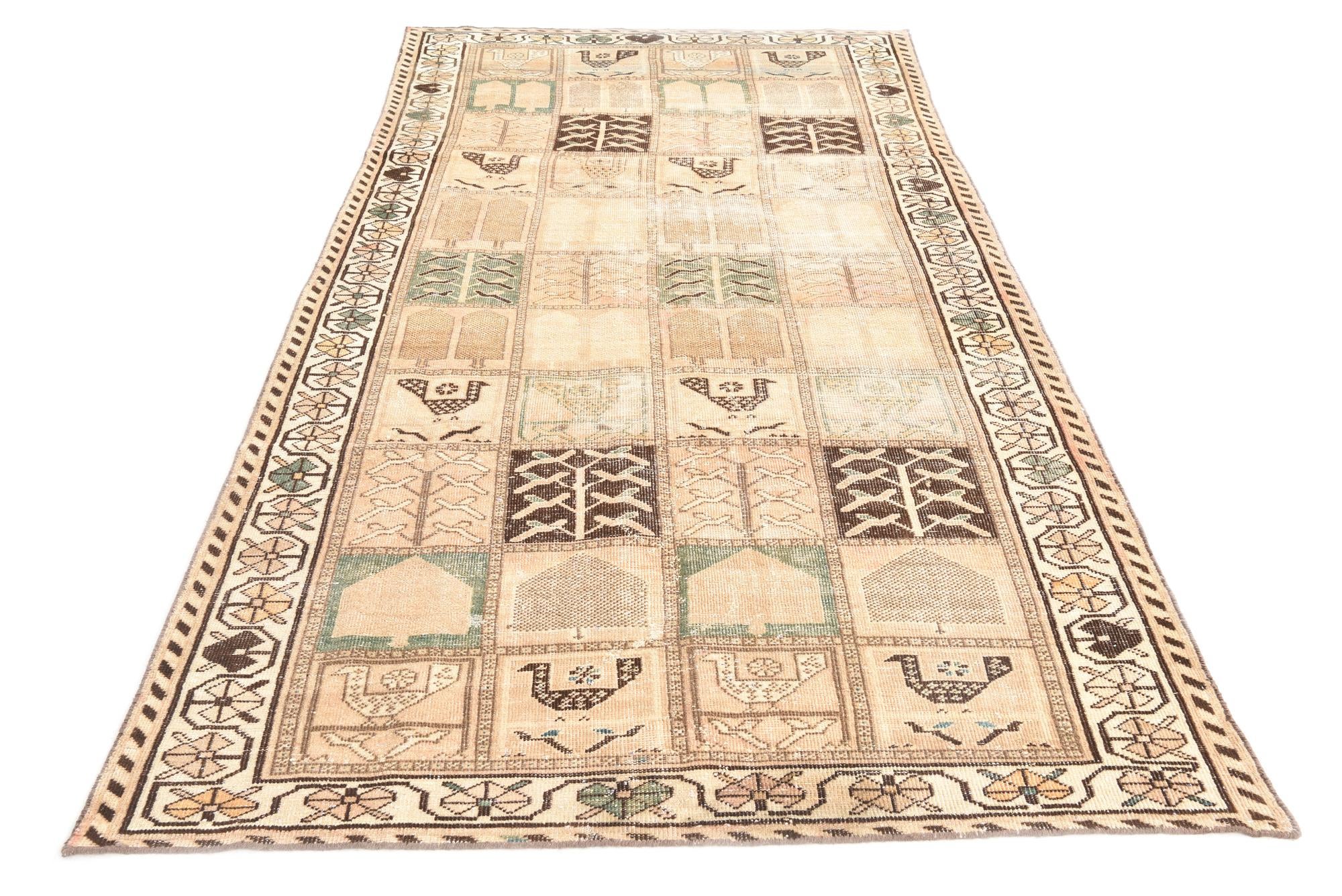 4' 7 x 9' 5 Hand Knotted Ultra Vintage Persian Wool Runner Rug